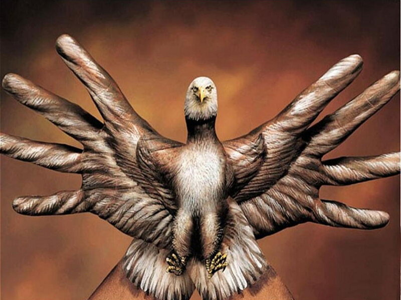 eagle from painted hands