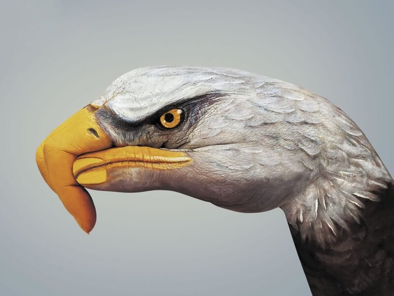 eagle head painted on hand