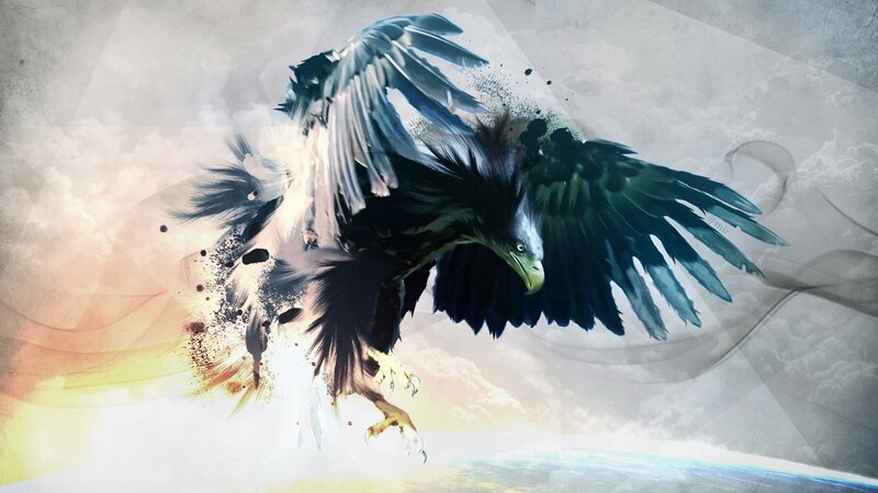 Eagle in Flight — Gray