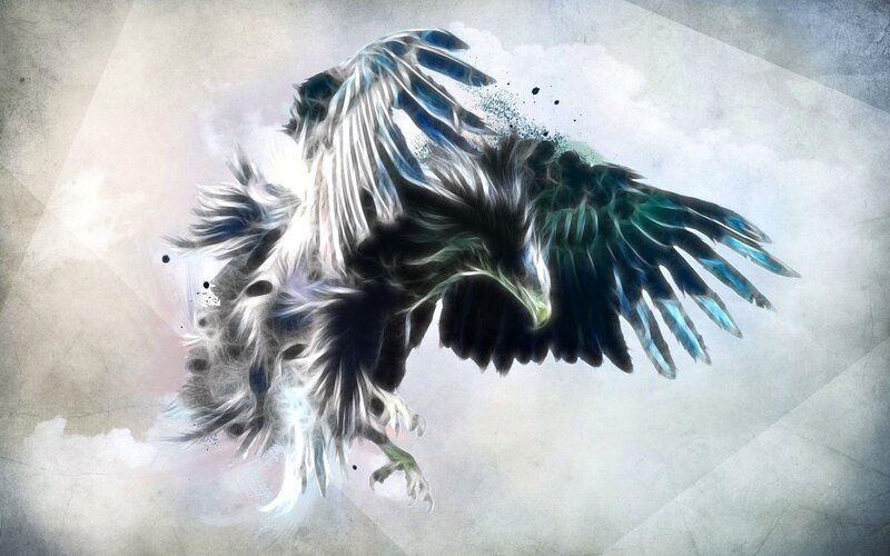 Eagle in Flight — White
