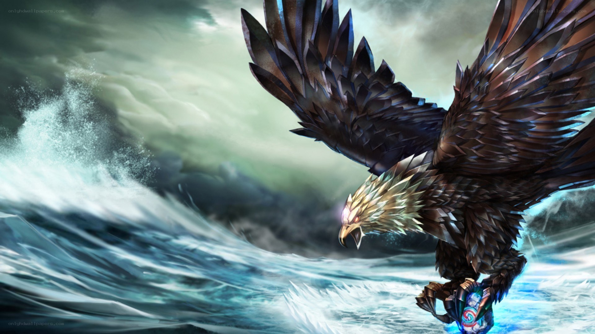 eagle in stormy sea