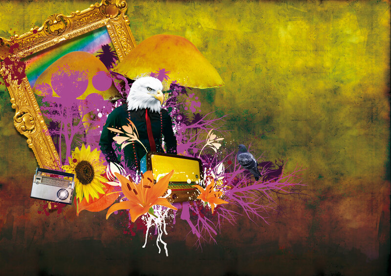 Eagle in Suit with Flowers