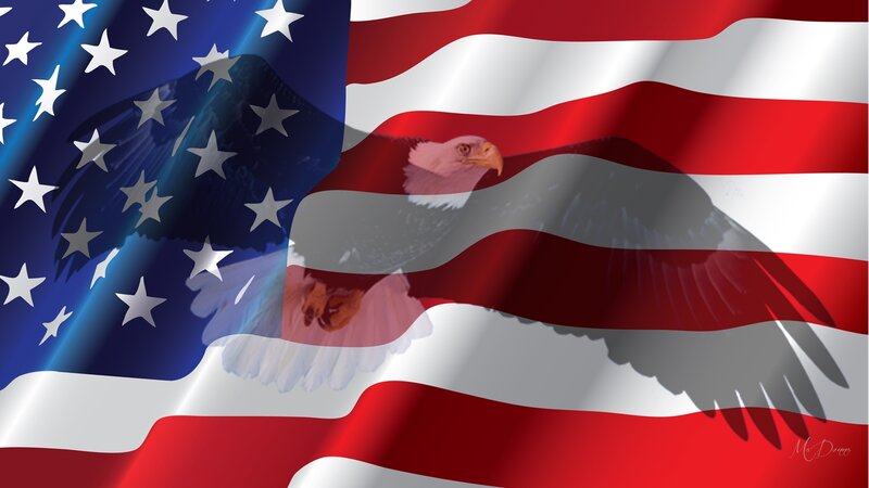 Eagle over Flag — Red