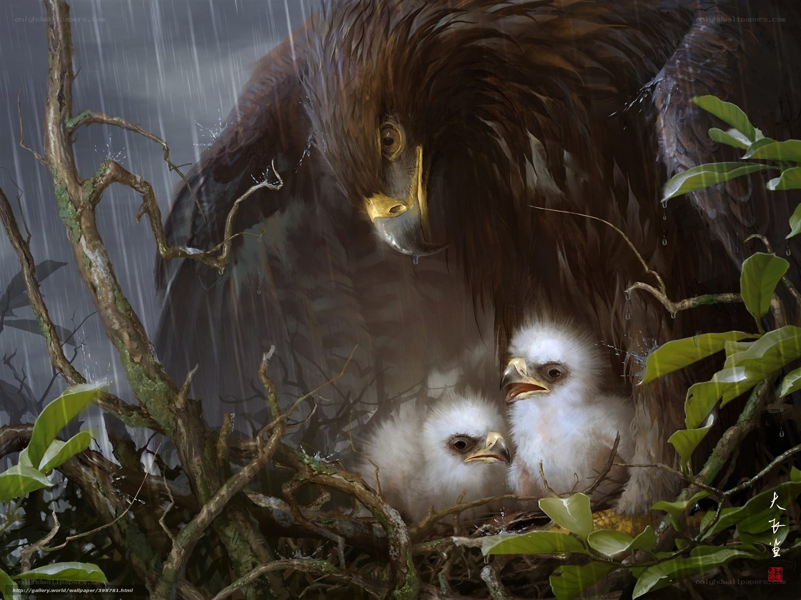 Eagle Protecting Its Chicks