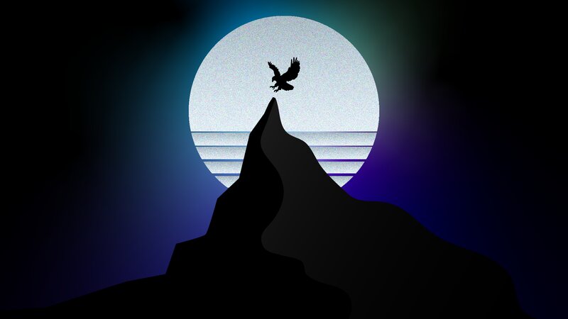 Eagle Silhouette on Mountain