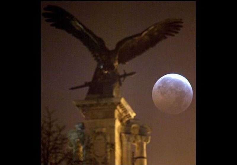 Eagle Statue and Moon