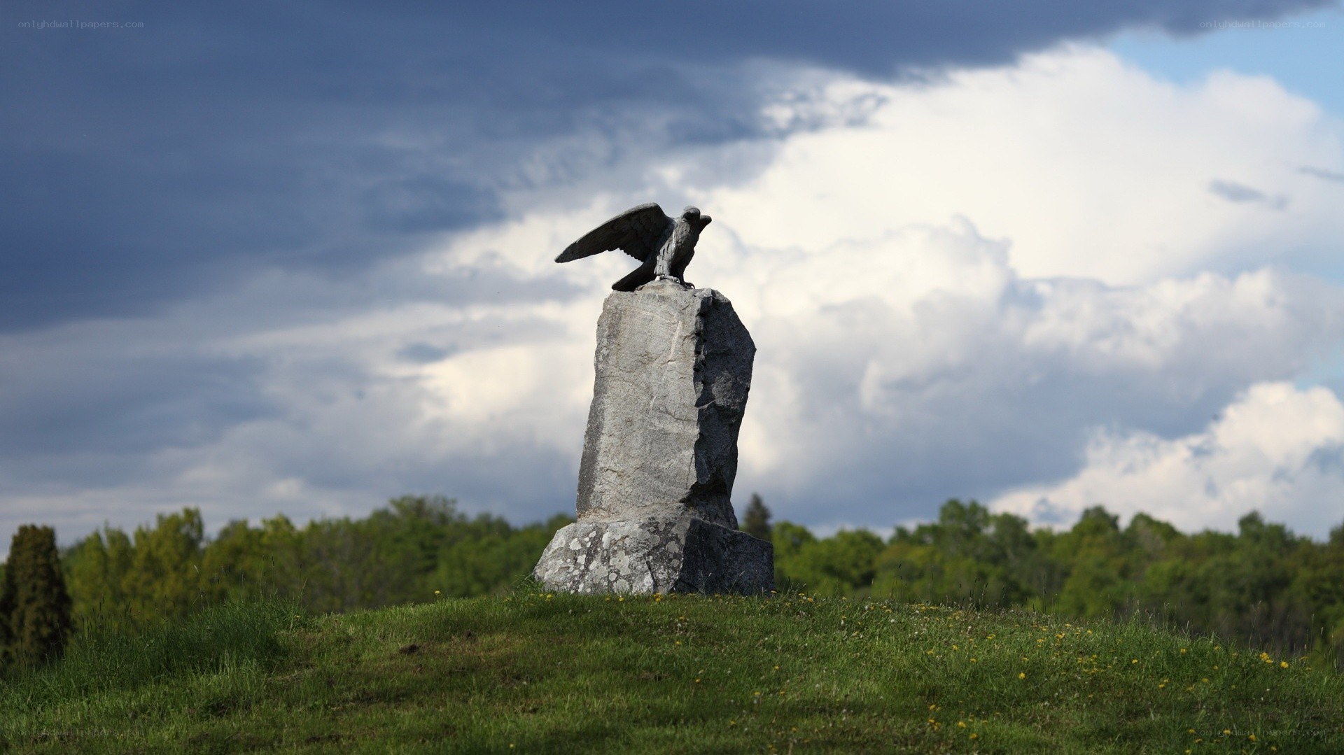 Eagle statue on a hill