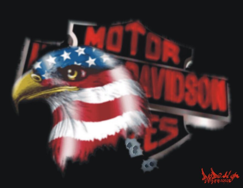 Eagle with American Flag — Black, Patriotic