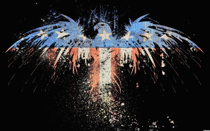 Eagle with American Flag — Black