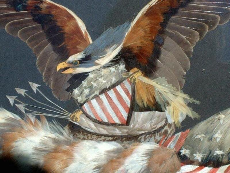 Eagle with American Flag — Brown