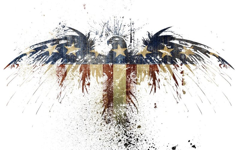 Eagle with American Flag — Red, Dramatic