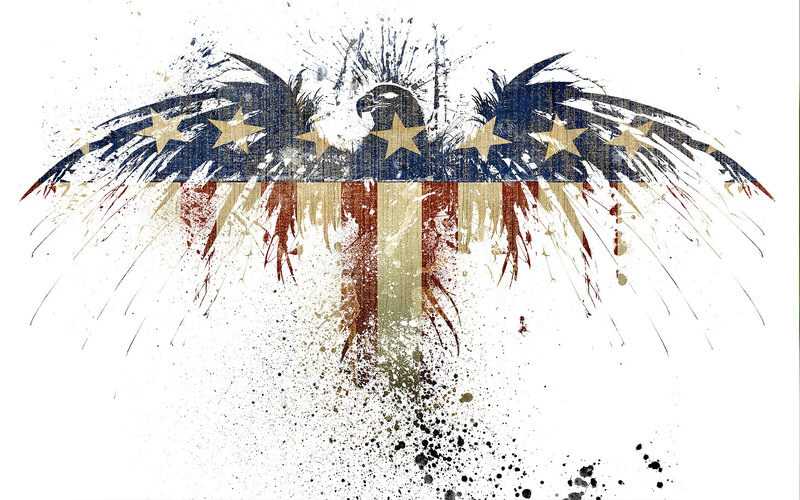 Eagle with American Flag — Red, Patriotic, Digital Art