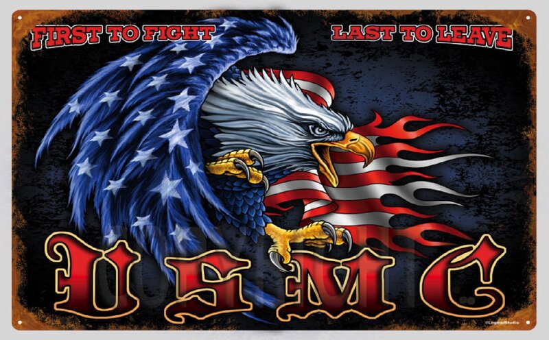 Eagle with American Flag — Red