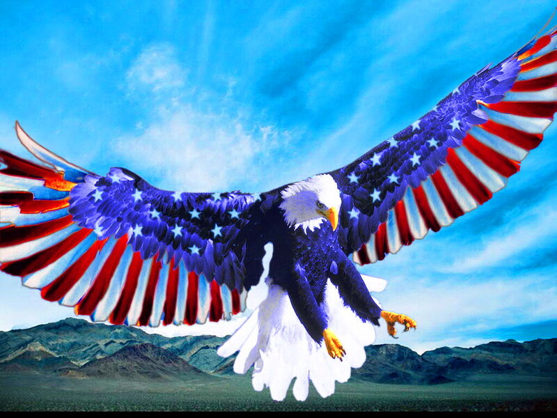 Eagle with American Flag Wings — Blue