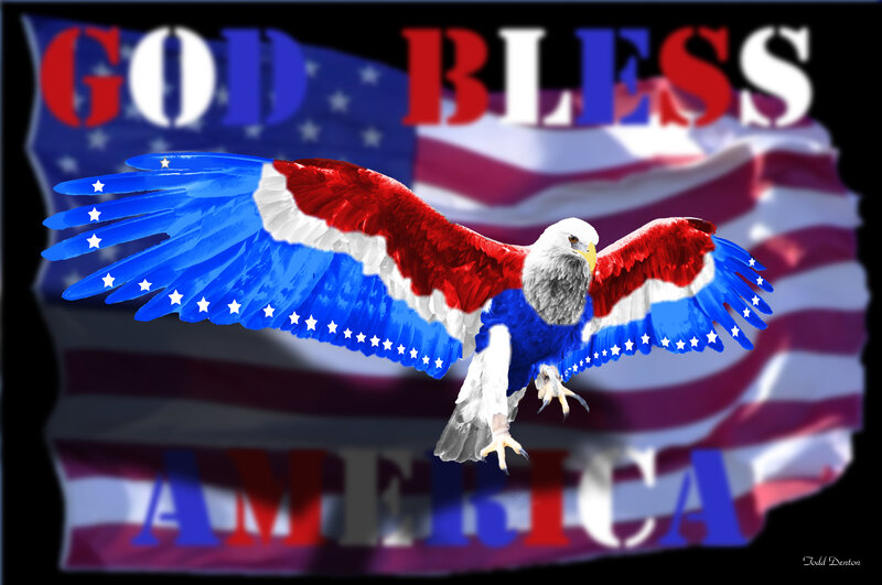 Eagle with American Flag Wings — Red