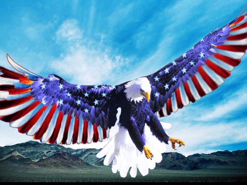 Eagle with American flag wings