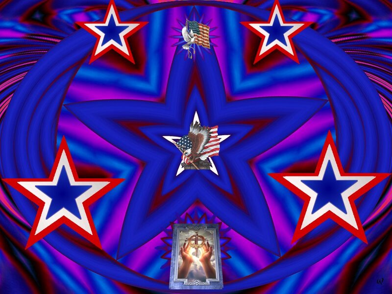 Eagle with Flag — Blue, Patriotic