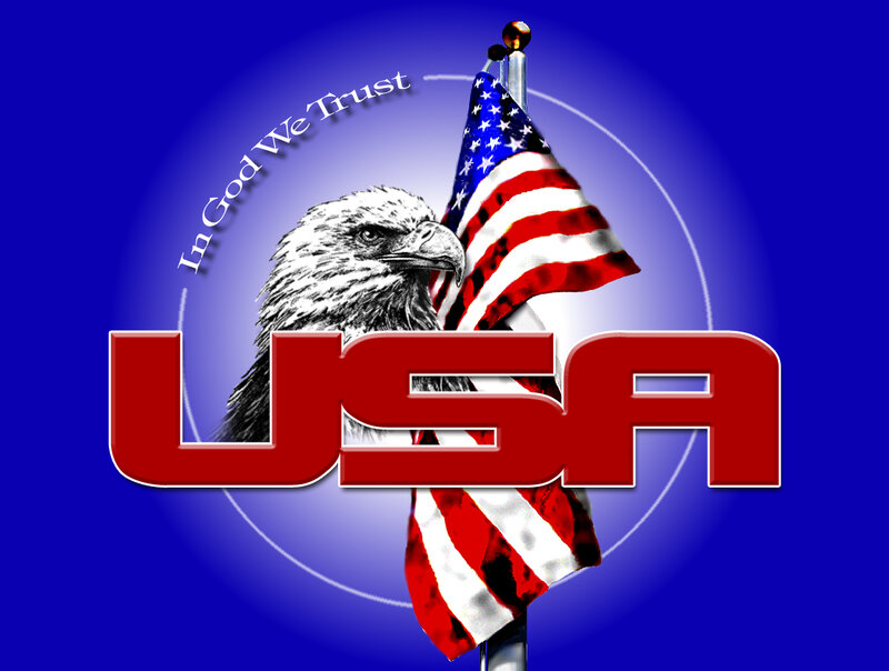 Eagle with Flag — Blue