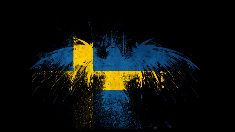 Eagle with Flag Design — Blue, Dramatic