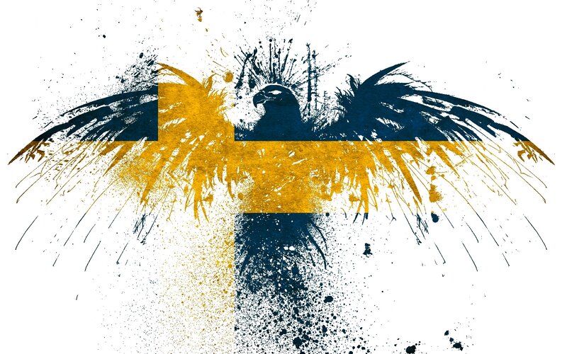 Eagle with Flag Design — Yellow, Dramatic