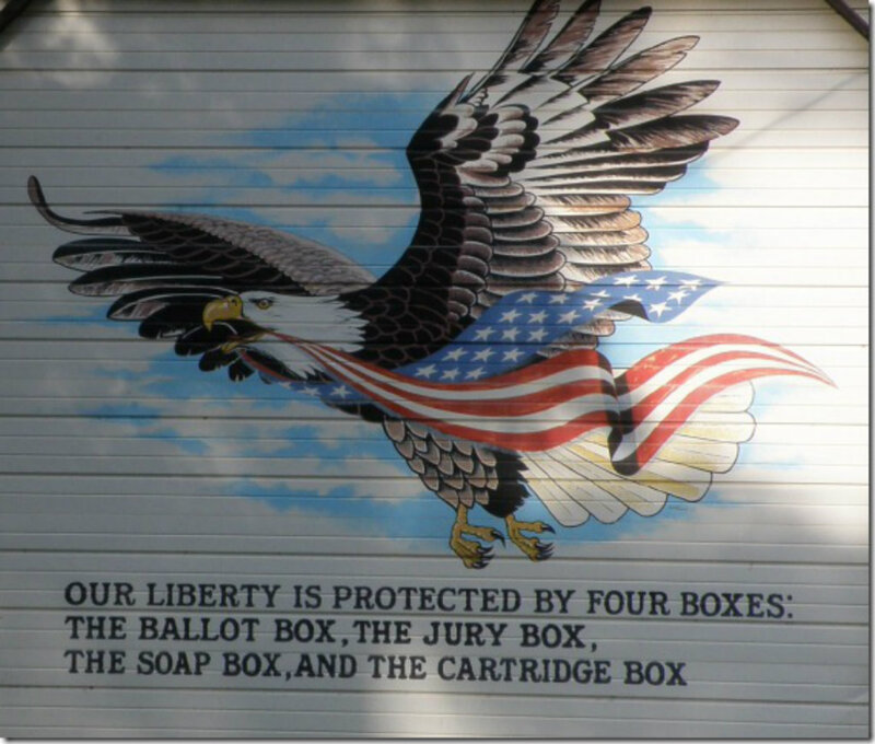 Eagle with Flag — White