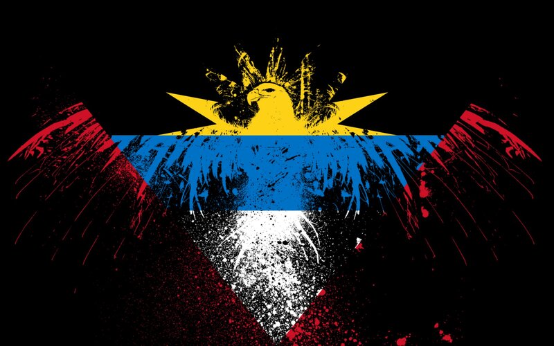 Eagle with Flag Wings — Black, Dramatic, Digital Art, Yellow