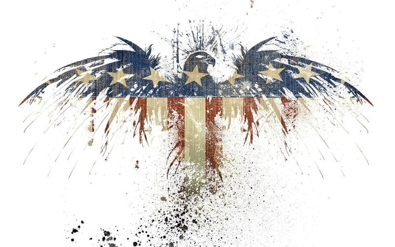 Eagle with Flag Wings — Blue, Dramatic