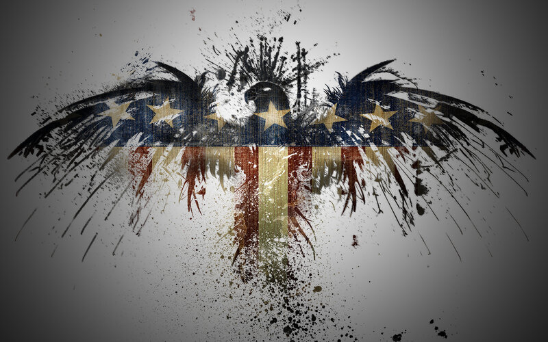 Eagle with Flag Wings — Gray