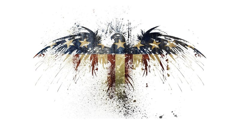 Eagle with Flag Wings — White, Dramatic