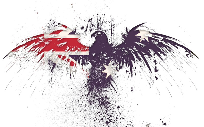 Eagle with Flag Wings — White