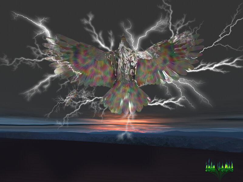 Eagle with lightning wings