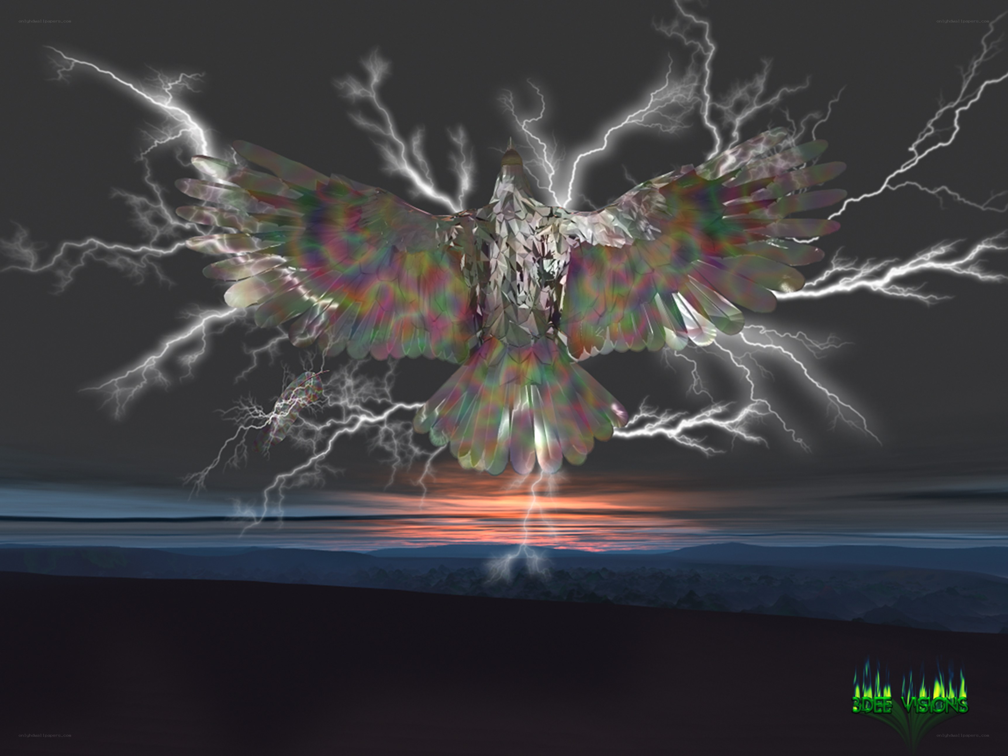 Eagle with lightning wings