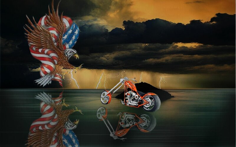 Eagle with Motorcycle