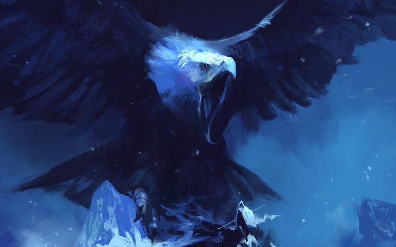Eagle with Outstretched Wings — Blue