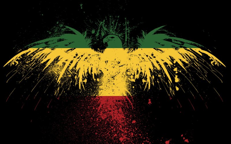 Eagle with Rasta Colors — Black