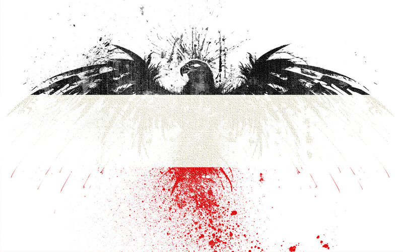 eagle with splattered flag