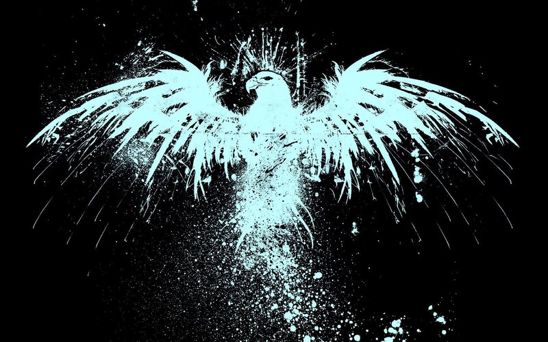 Eagle with Spread Wings — Black, Dramatic, Digital Art