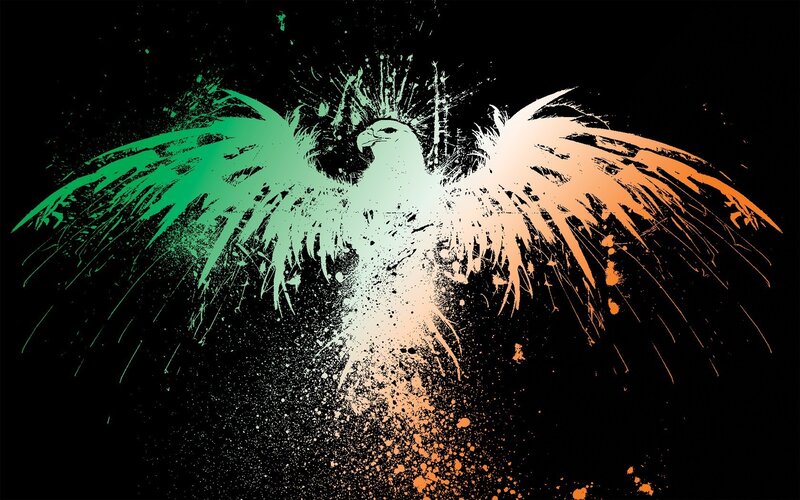 Eagle with Spread Wings — Green, Dramatic