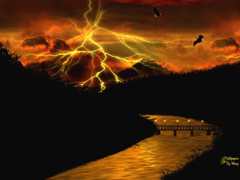 Eagles Flying over River