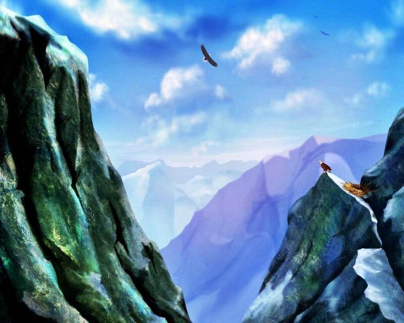 Eagles on Mountain Peaks — Blue
