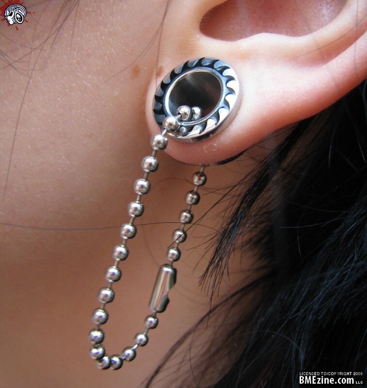ear piercing with ball chain earring