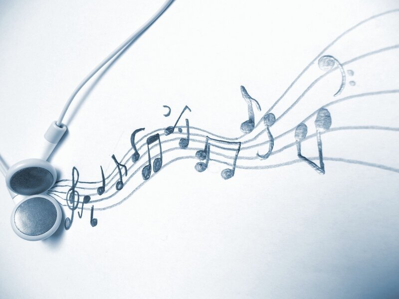 Earbuds with Musical Notes