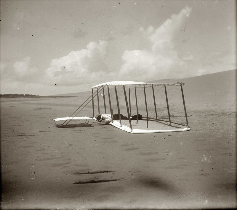 Early aircraft on a beach