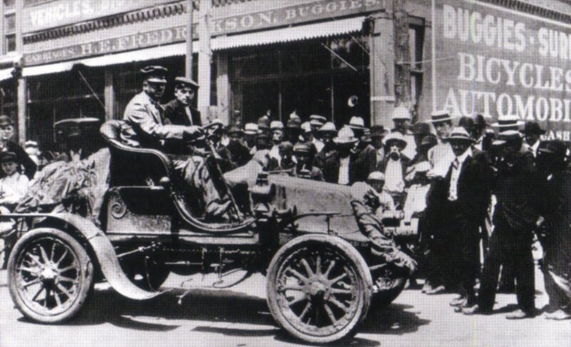 Early Automobile on Street