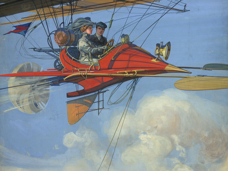Early flying machine with passengers