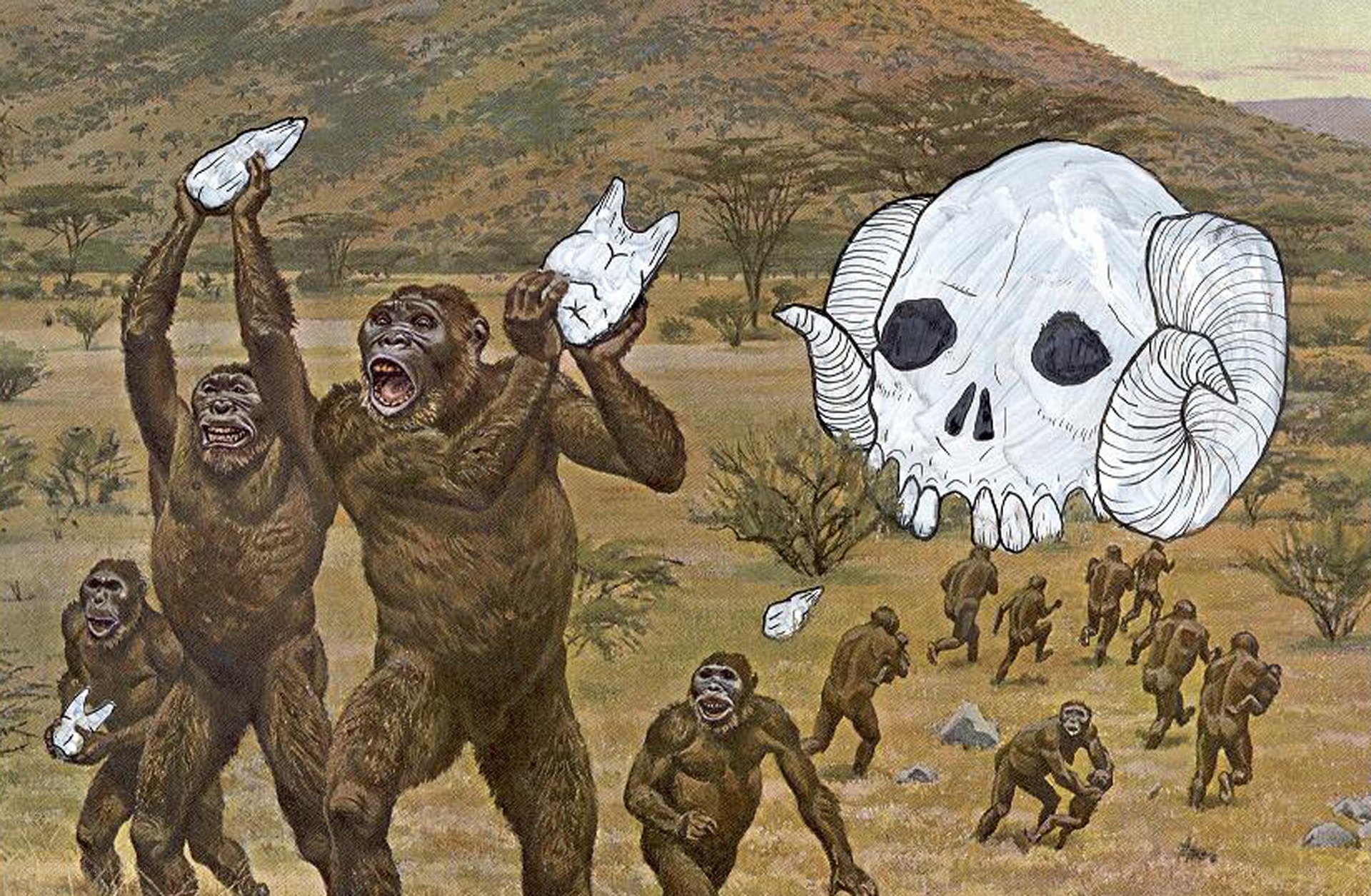 Early hominids hunting