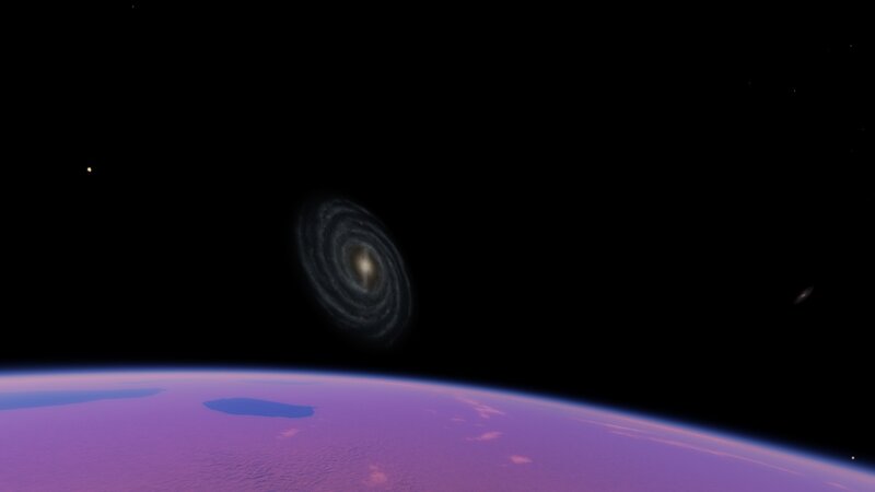 Earth and a distant galaxy