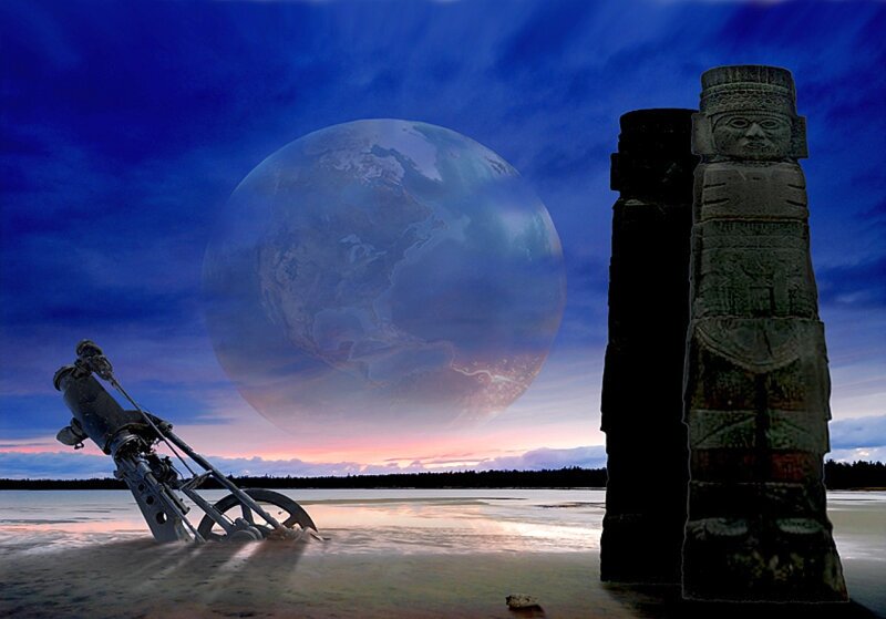 Earth and ancient statues