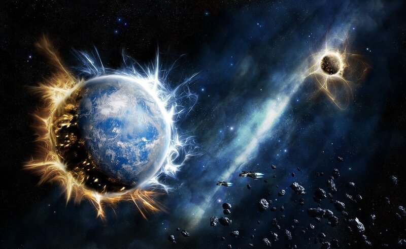 Earth and Black Hole — Blue