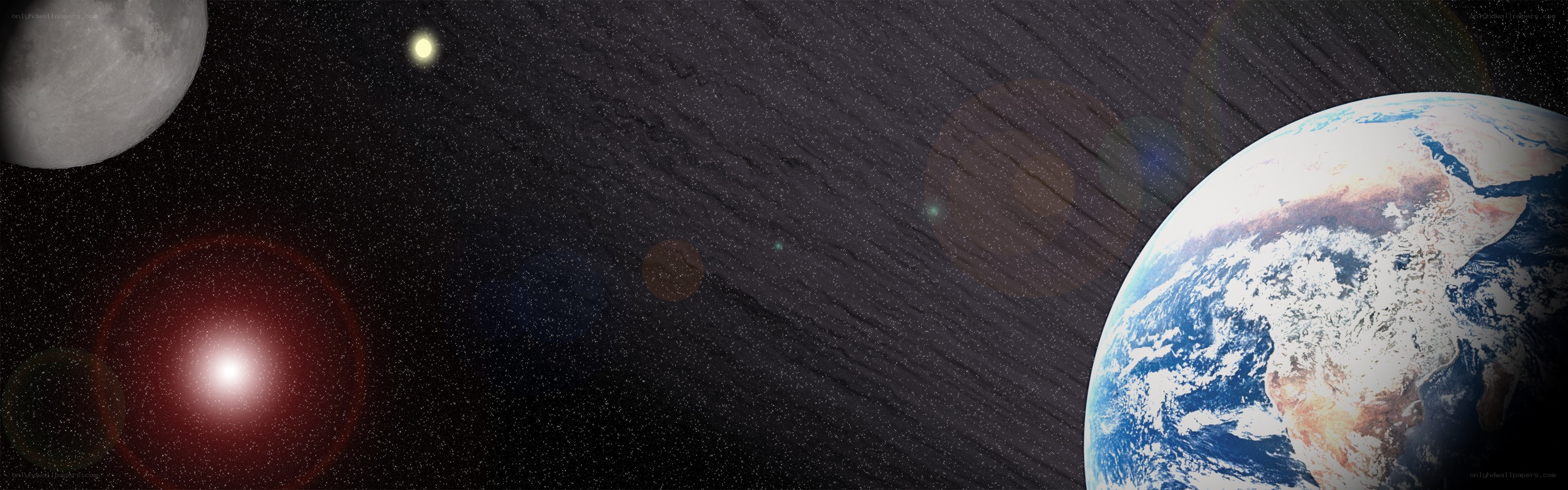 Earth and celestial bodies in space